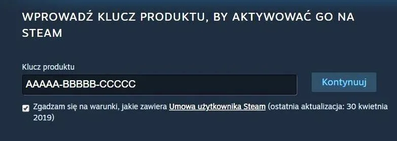 Aktyacja kodu Steam