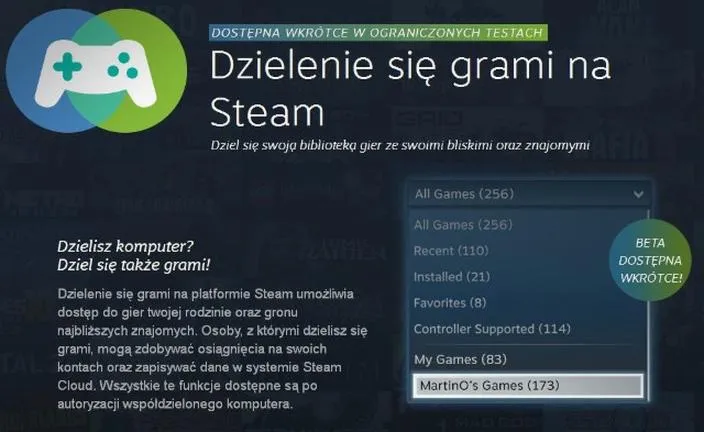 Dzielenie się biblioteką Steam