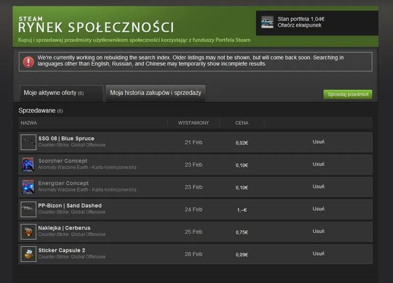 Handel przedmiotami na Steam