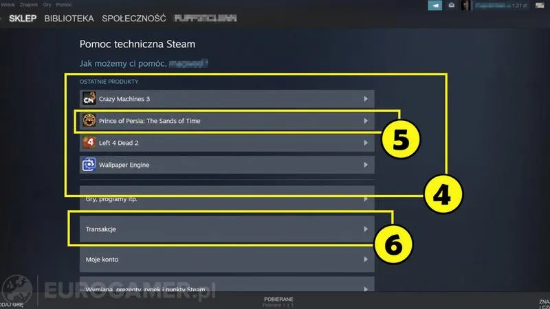 Jak zwrócić grę na Steam