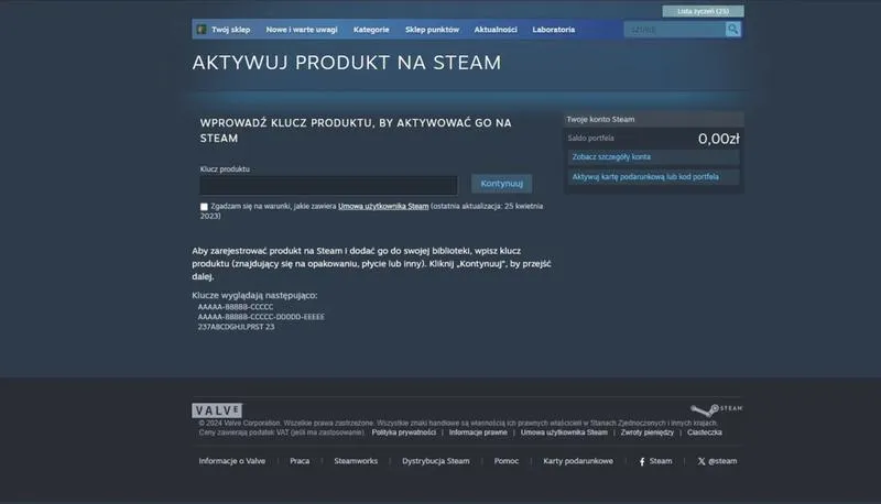 Kod portfela Steam