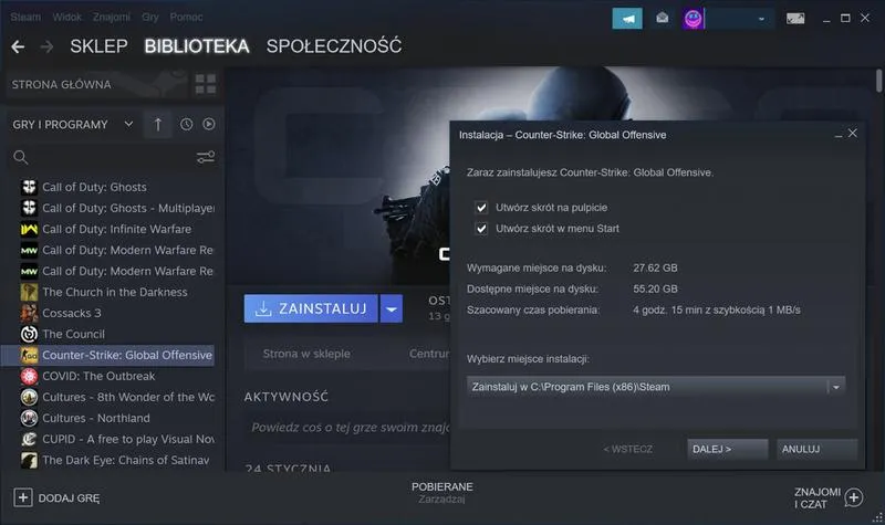 Przenoszenie gier Steam