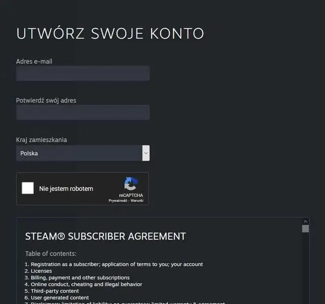 Ustawienia prywatności Steam